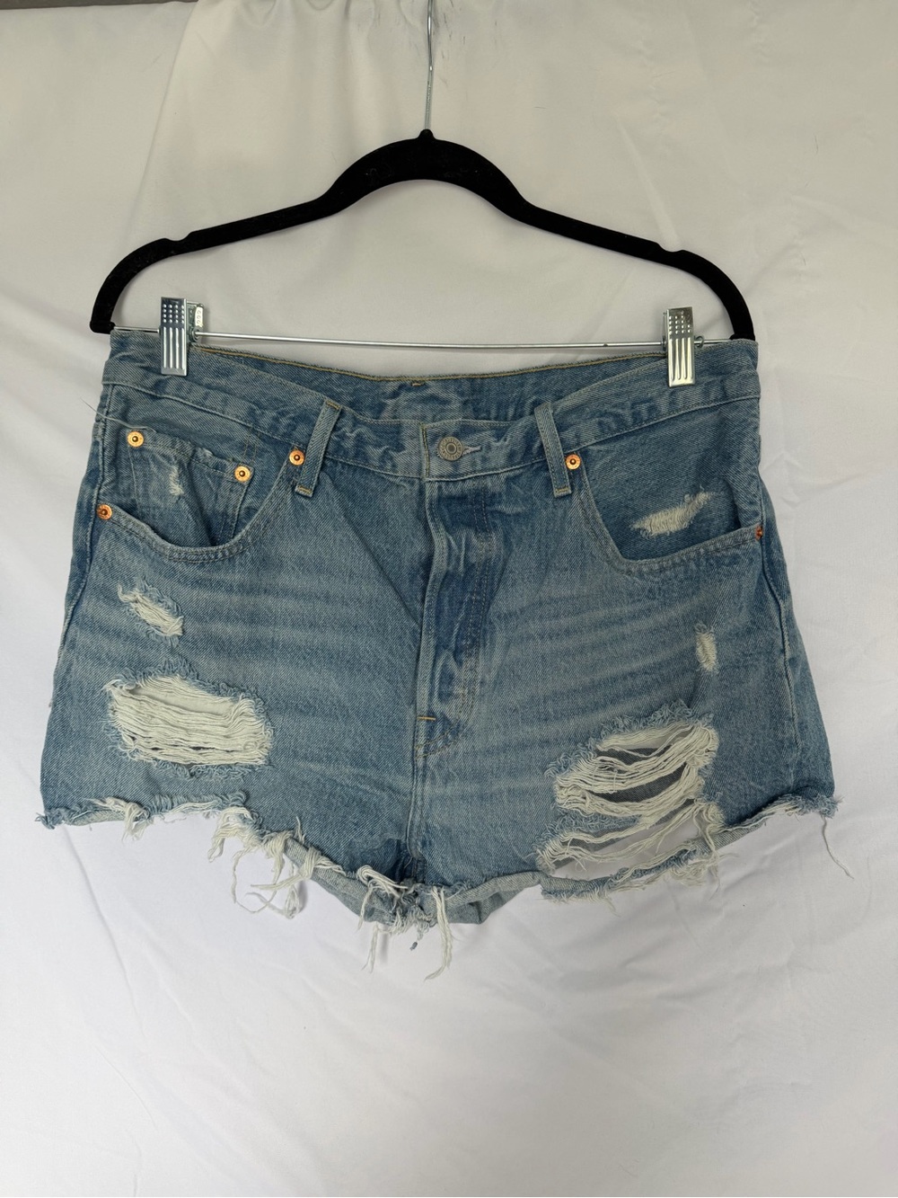 Levi's Light Blue Distressed Denim Cutoff Shorts